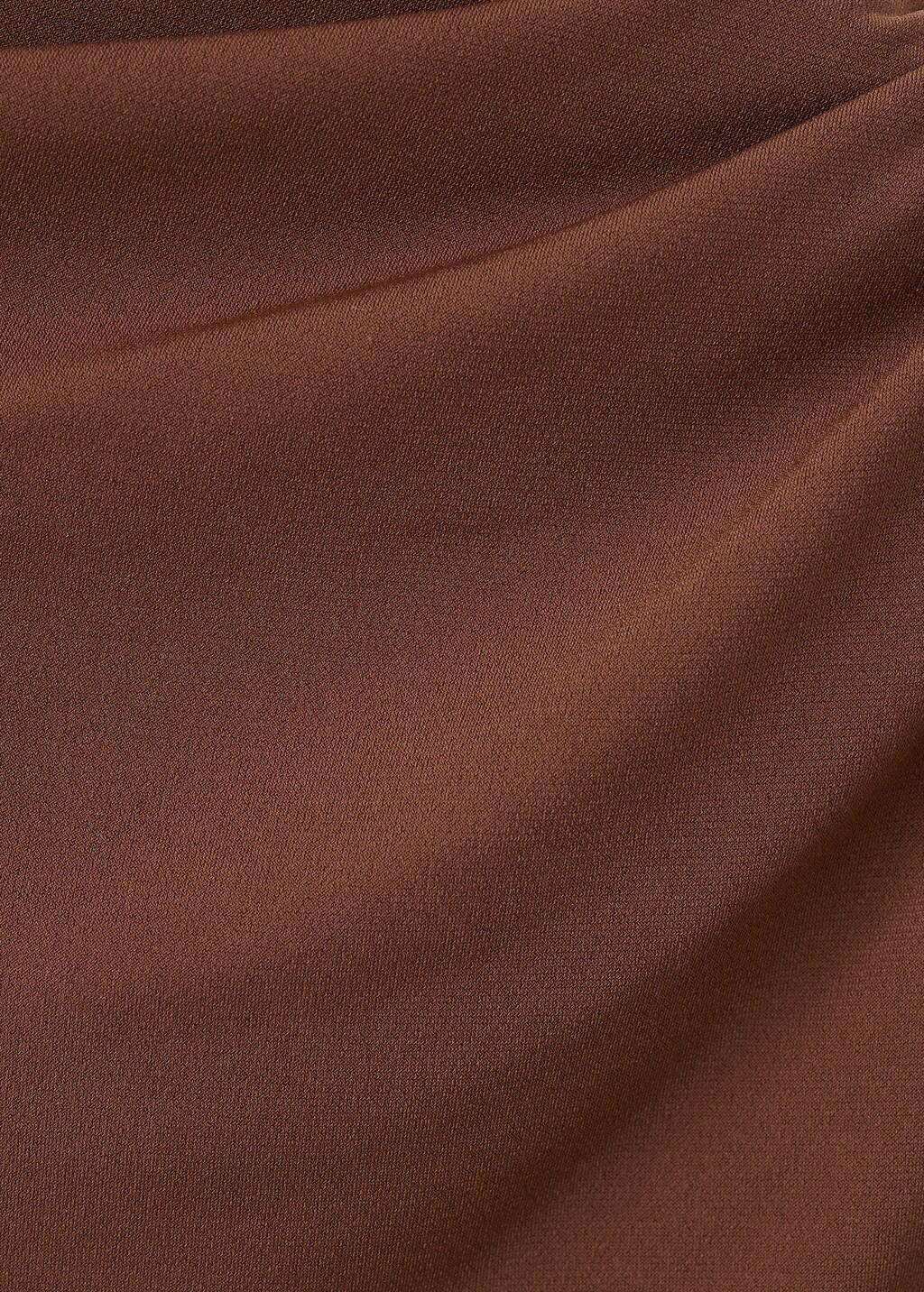 Brown Draped Fitted T-Shirt, Brown, large image number 1