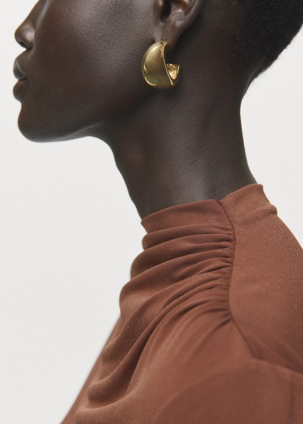 Brown Draped Fitted T-Shirt, Brown, large image number 4