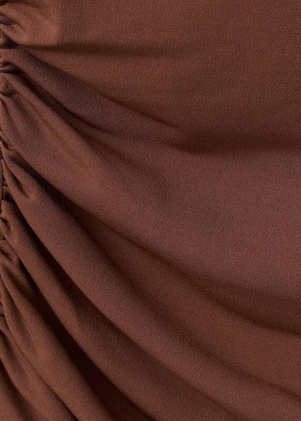 Brown Draped Fitted T-Shirt, Brown, large image number 5