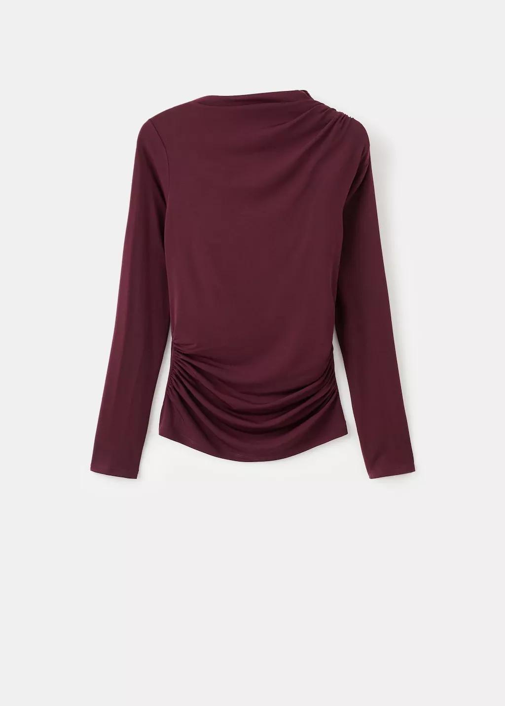 Red Draped Fitted T-Shirt, 0201_78, large image number 7