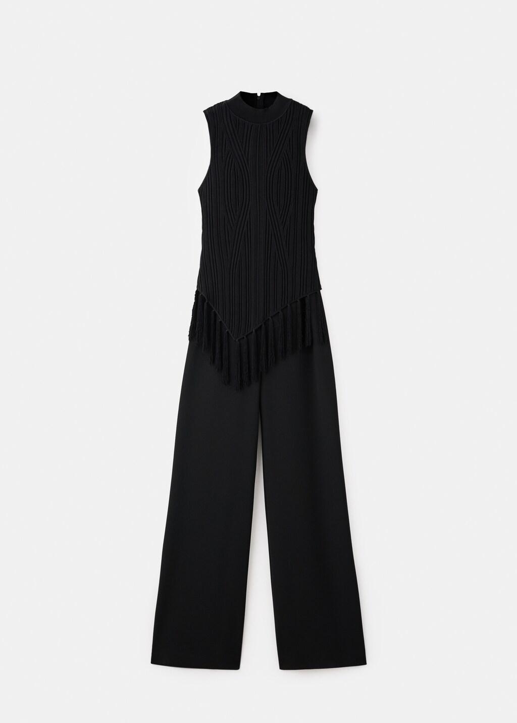 Black Fringed Jumpsuit, Black, large image number 7