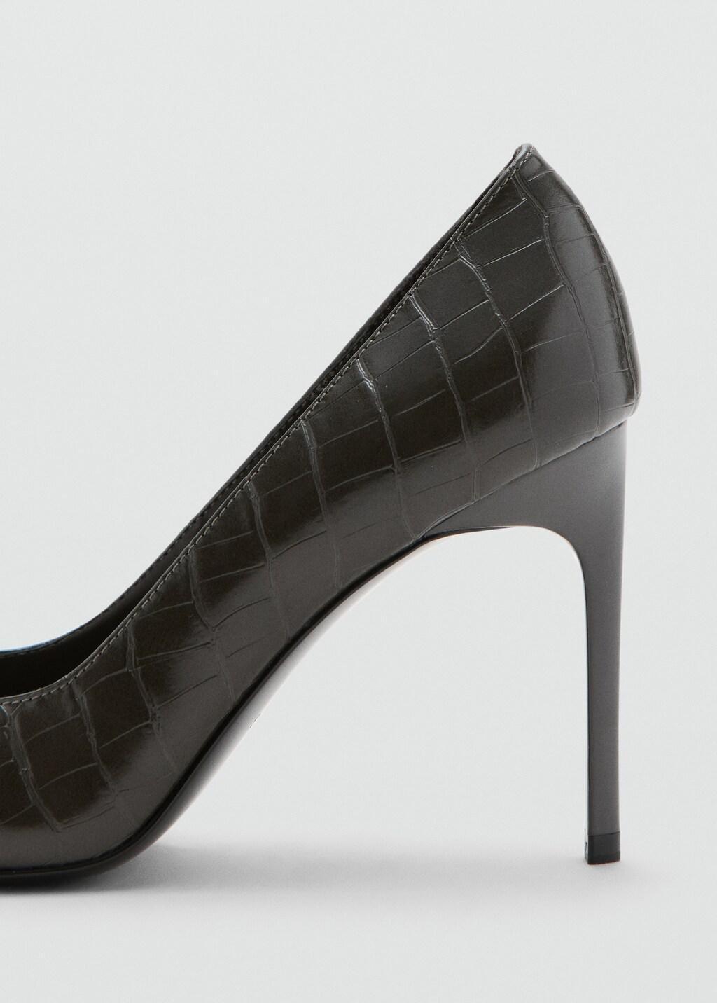 Grey Croc-Effect Heeled Shoes, Light Pastel Grey, large image number 1