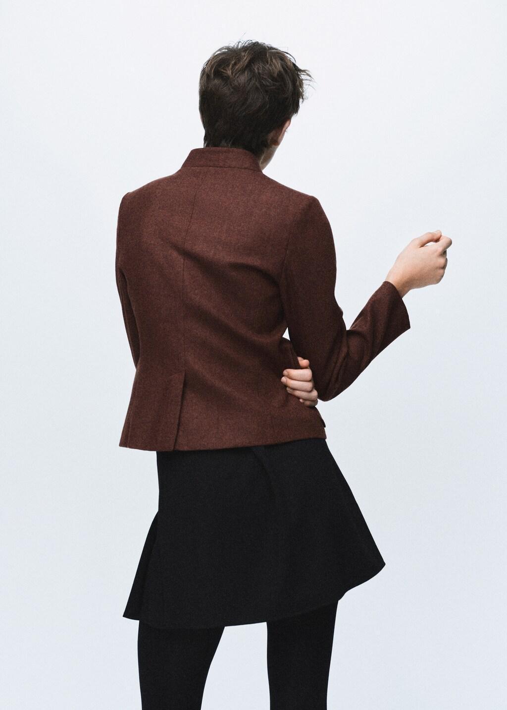 MEDIUM BROWN Wool jacket with band collar and pockets, 0201_31, large image number 2