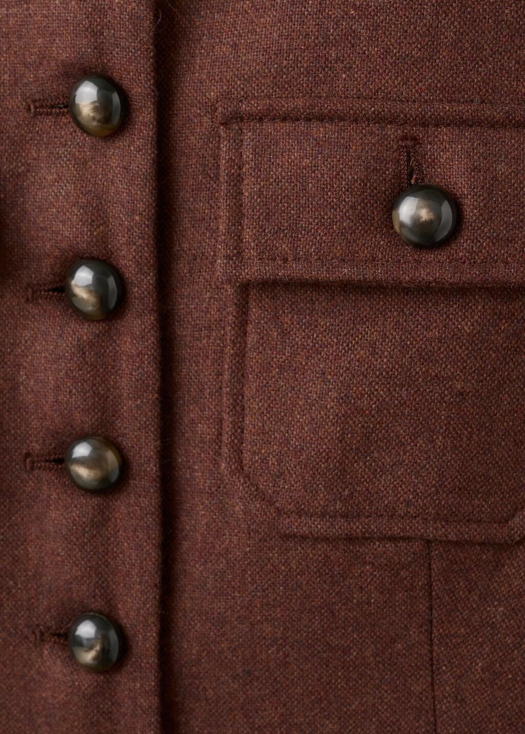 MEDIUM BROWN Wool jacket with band collar and pockets, 0201_31, large image number 5