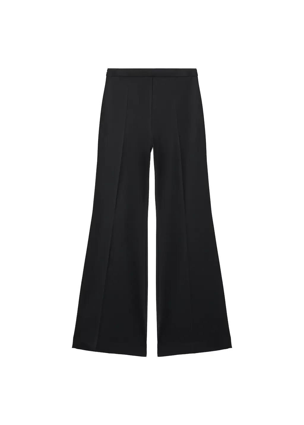 Black High-Waisted Flared Trousers, Black, large image number 6