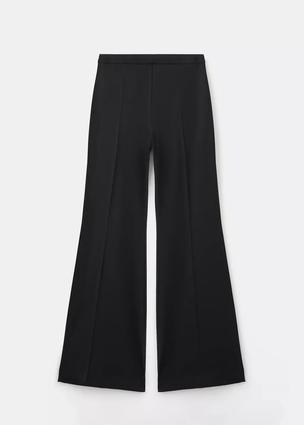 Black High-Waisted Flared Trousers, Black, large image number 7