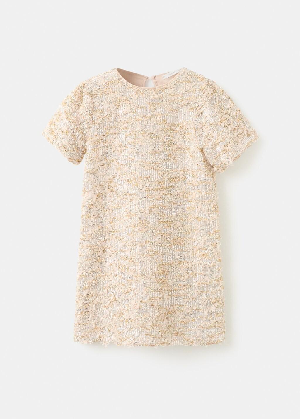 Gold Short Dress With Sequins, Kids Girl, Gold, large image number 3