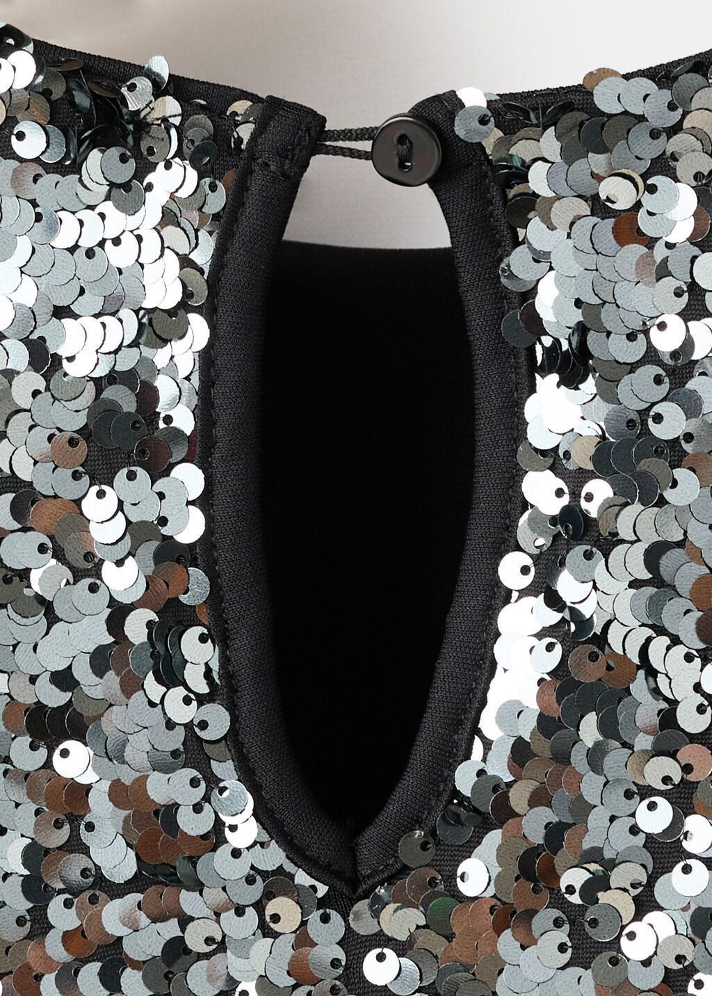 Black Sequined Dress, Black, large image number 0