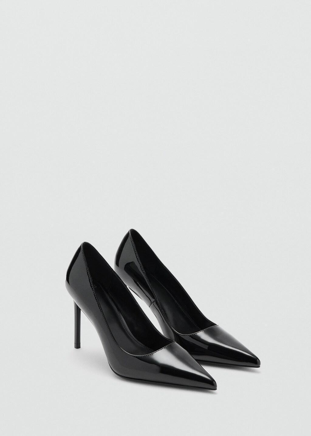 BLACK Patent leather heel shoes, Black, medium