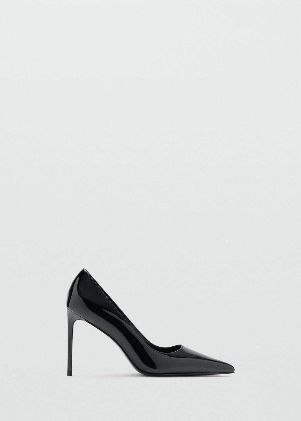 BLACK Patent leather heel shoes, Black, medium