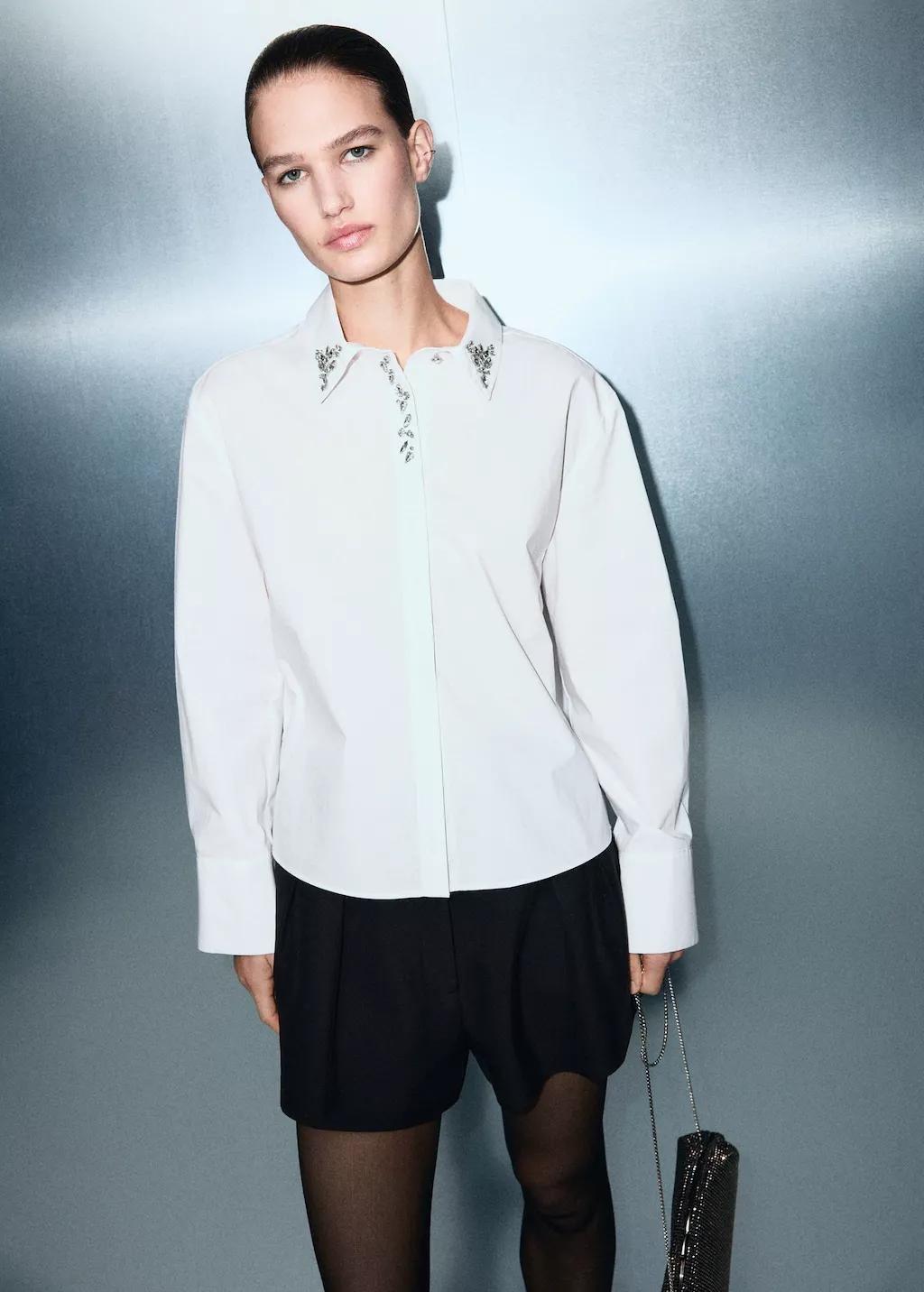 White Crystal Detail Shirt, 0201_02, large image number 3