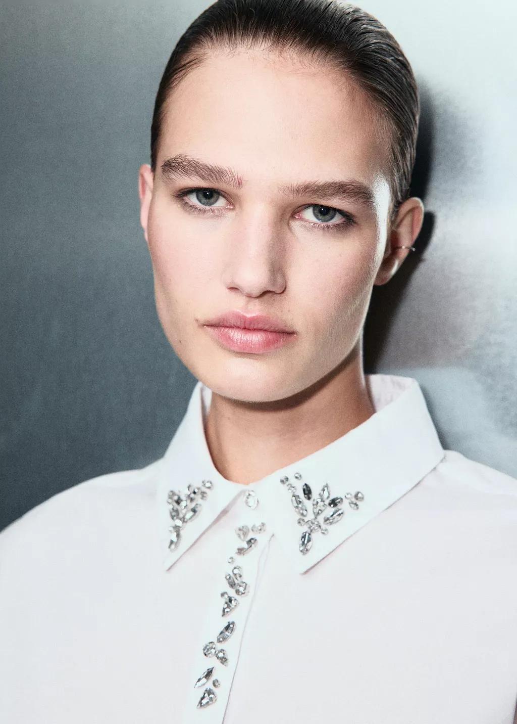 White Crystal Detail Shirt, 0201_02, large image number 4