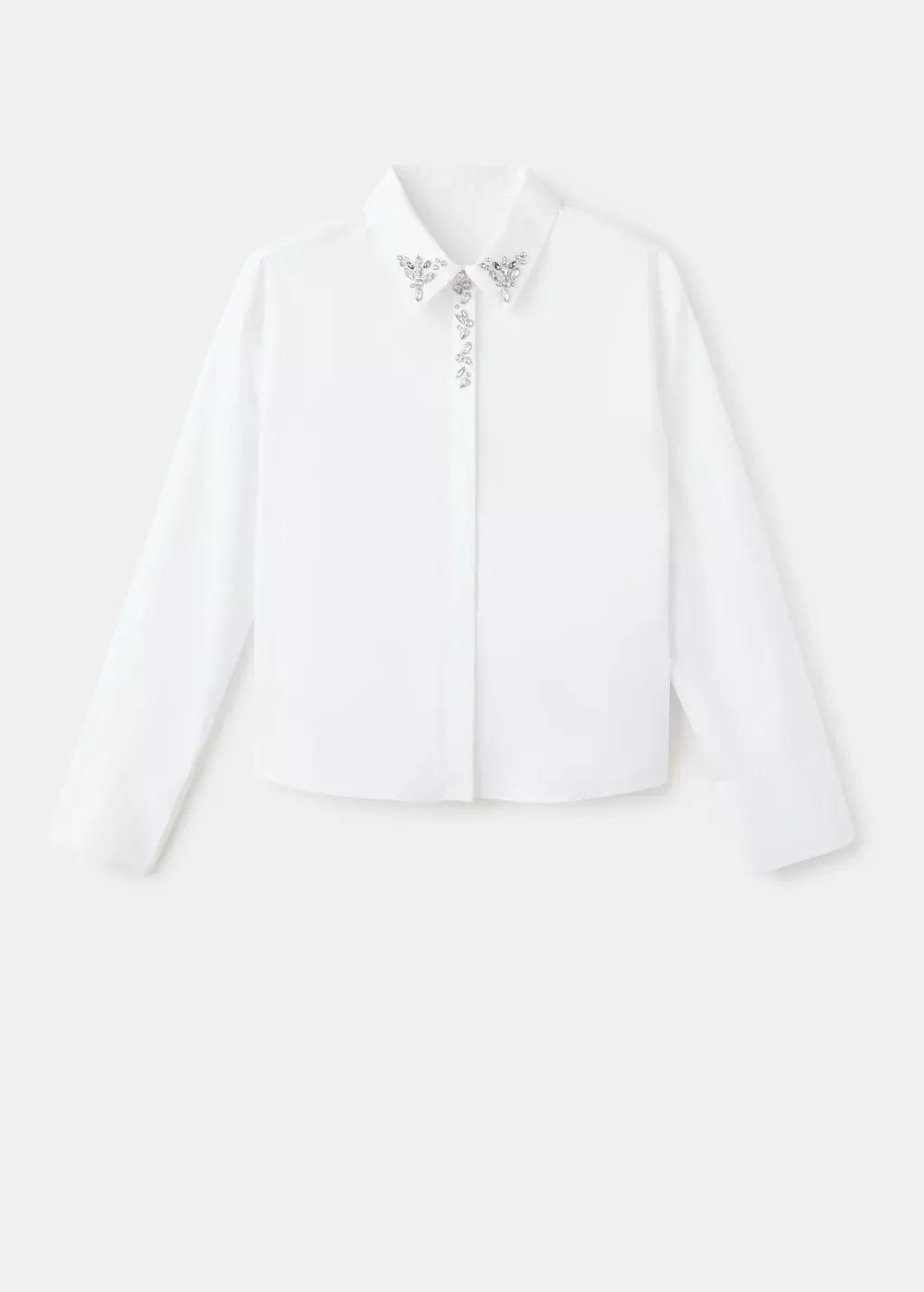 White Crystal Detail Shirt, 0201_02, large image number 6