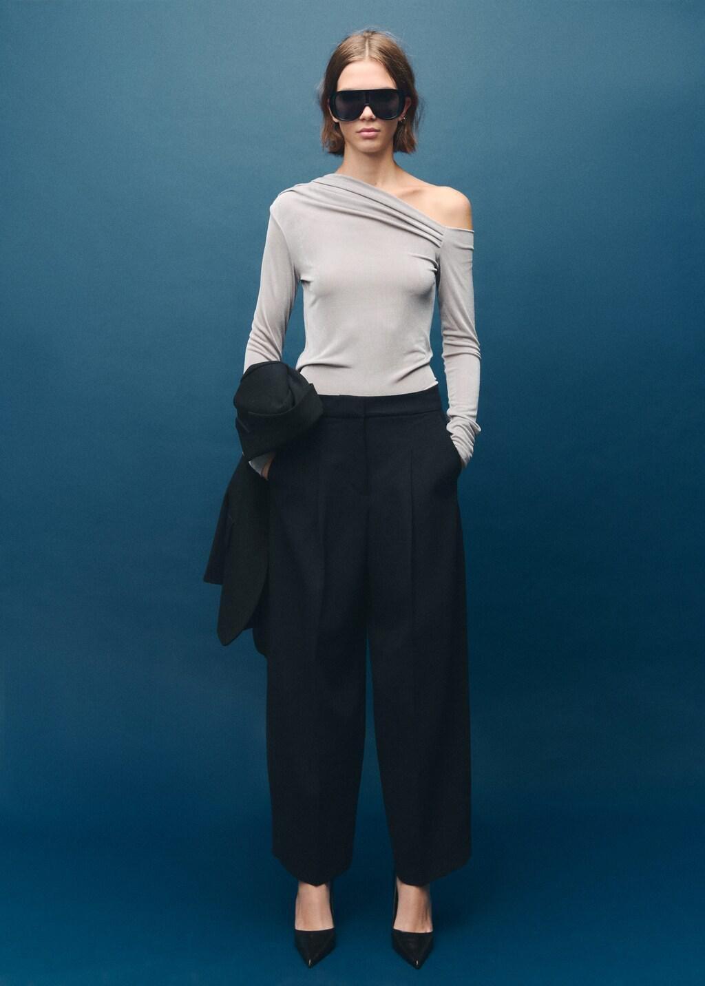 Grey Asymmetrical Long-Sleeved T-Shirt, 0201_92, large image number 0