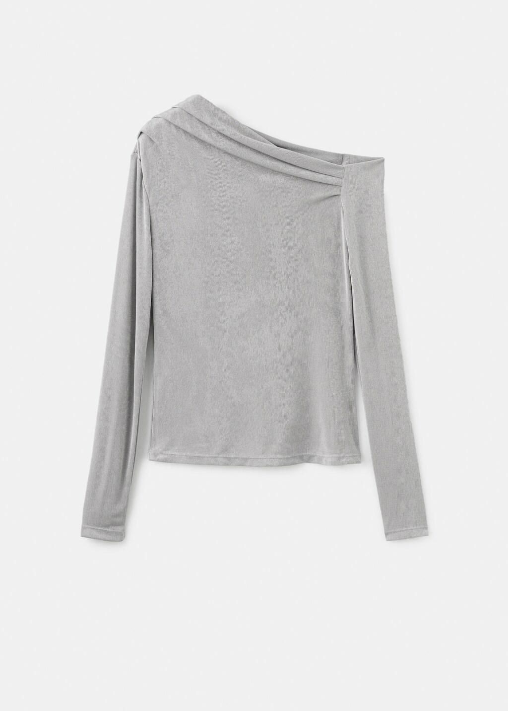 Grey Asymmetrical Long-Sleeved T-Shirt, 0201_92, large image number 6