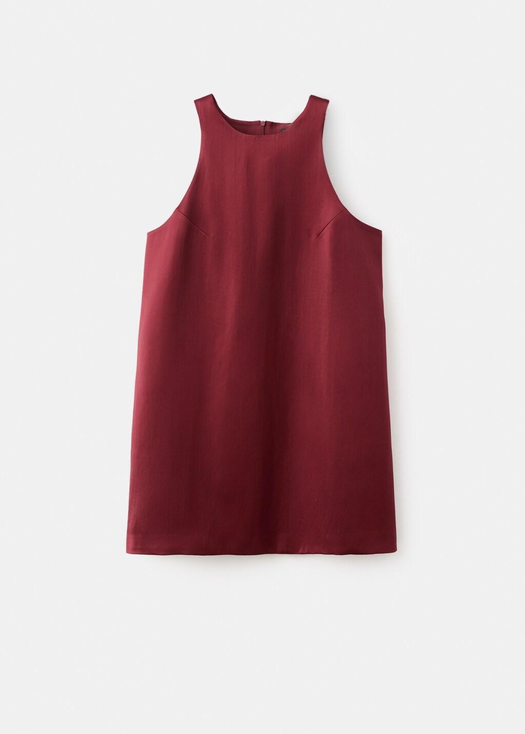 Red Satin Tie Dress, Dark Red, large image number 6