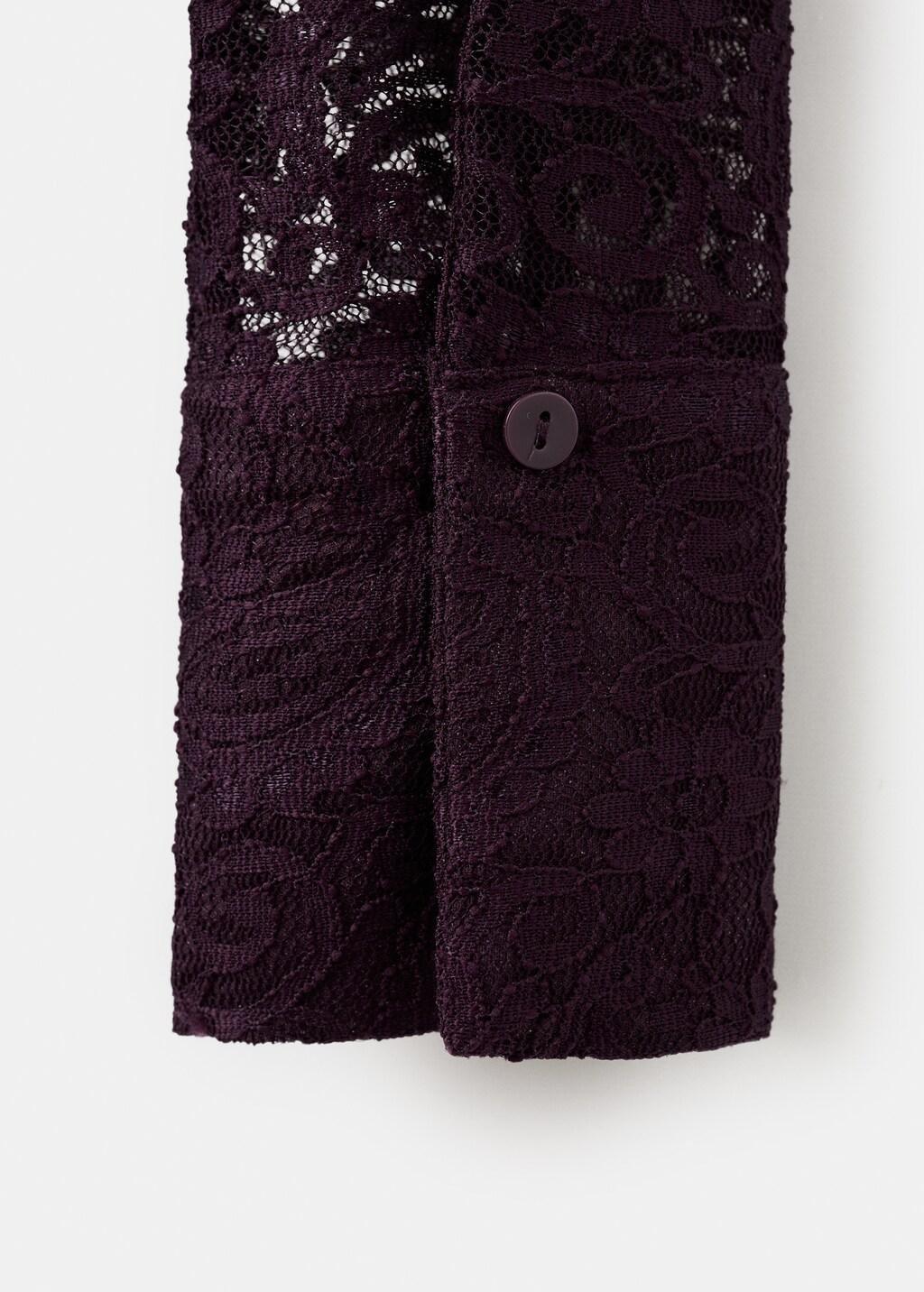 Red Lace Shirt With Scarf, Dark Red, large image number 5