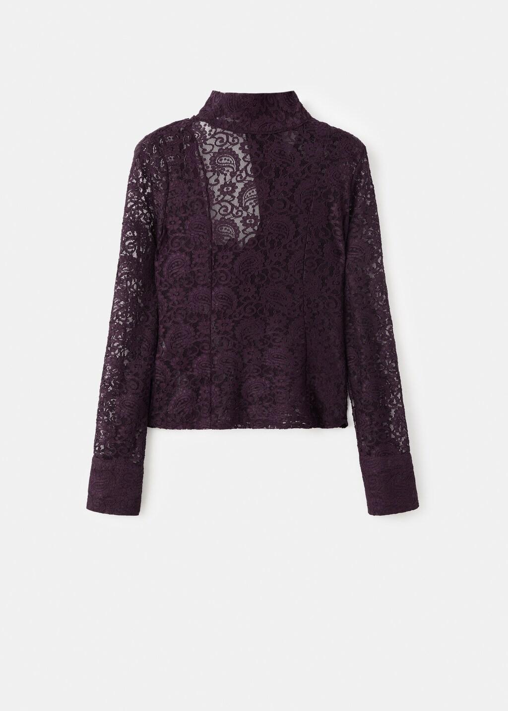 Red Lace Shirt With Scarf, Dark Red, large image number 6