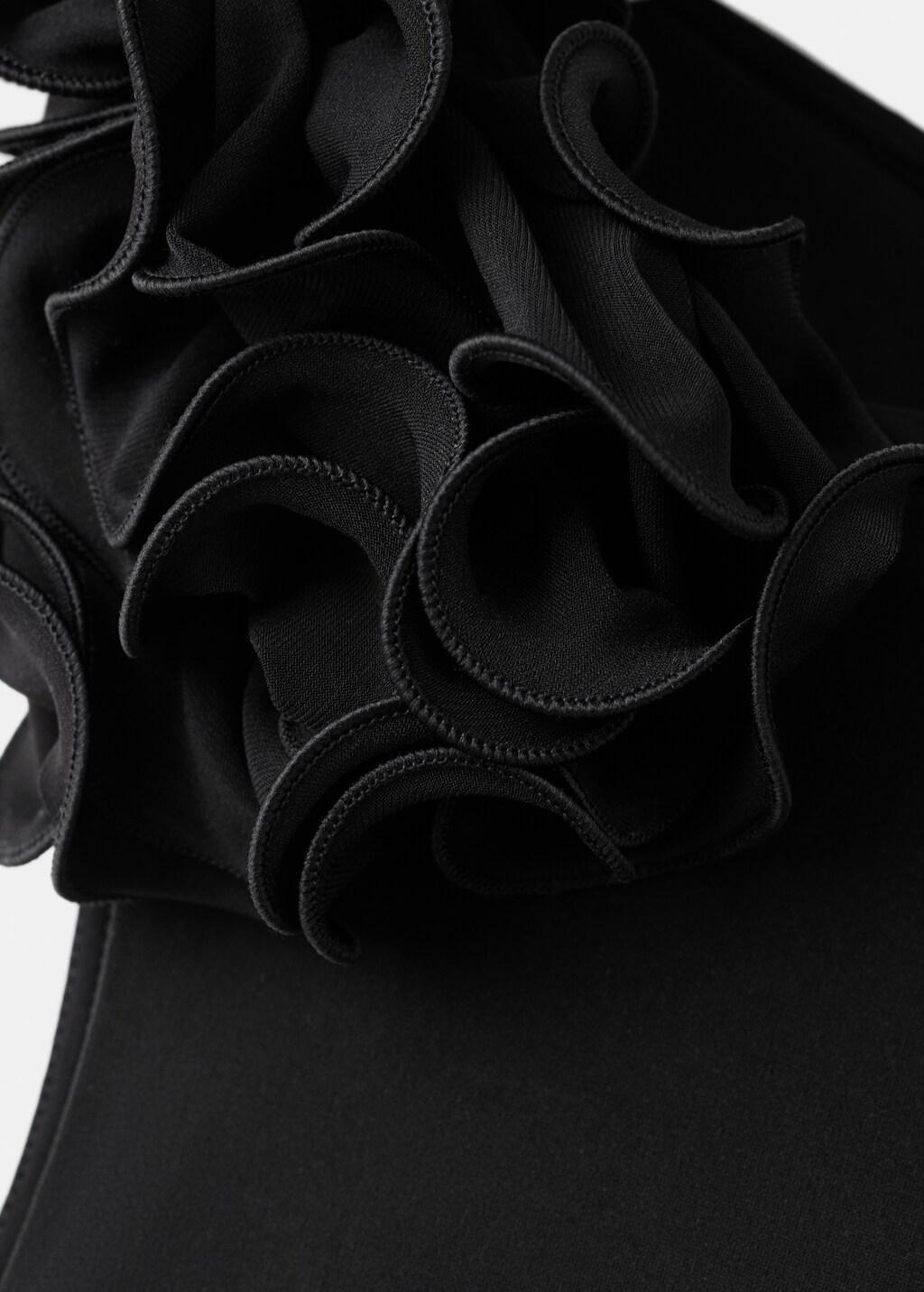 Black Ruched Dress With Ruffle Trim, 0201_99, large image number 1
