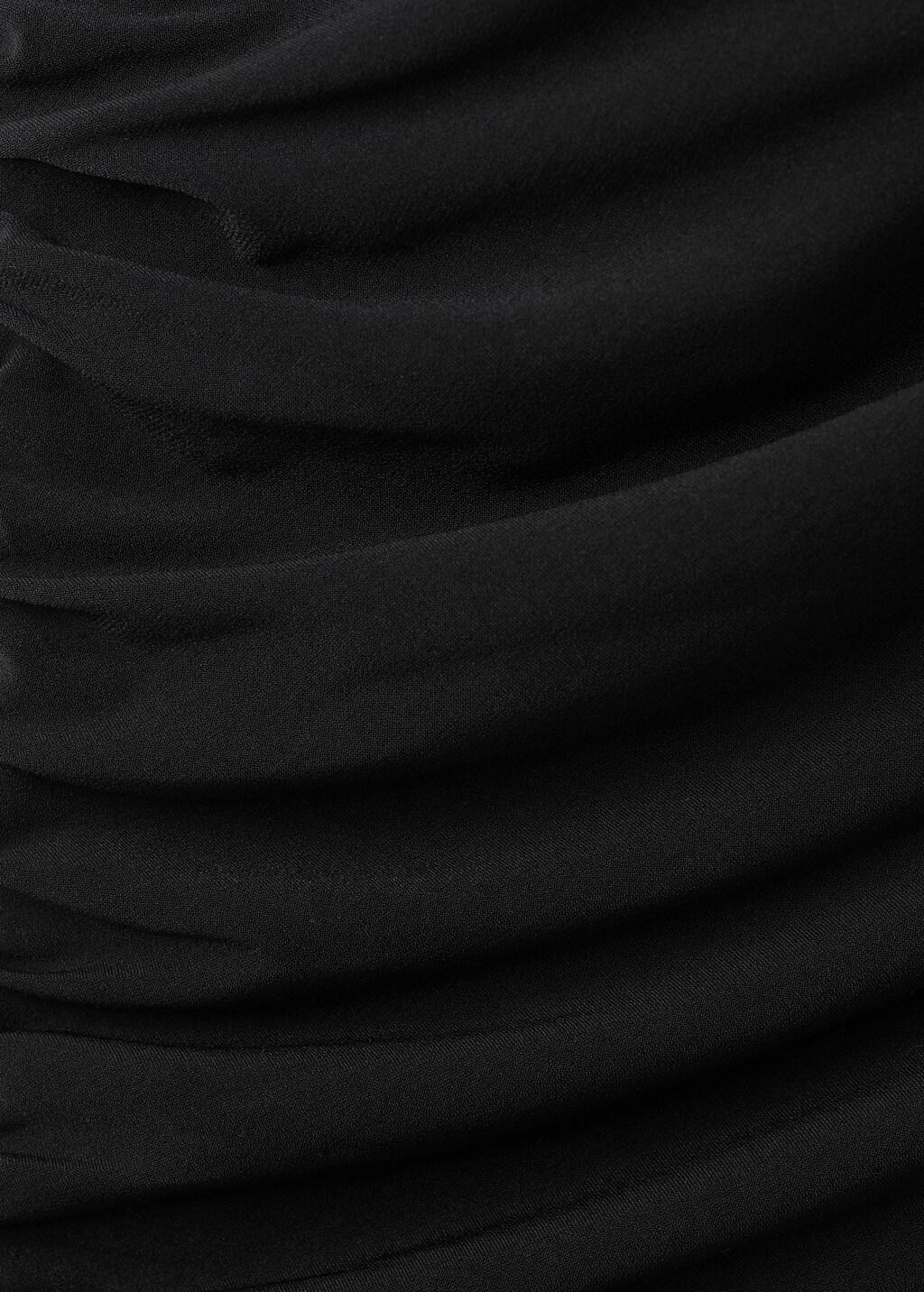 Black Ruched Dress With Ruffle Trim, 0201_99, large image number 5