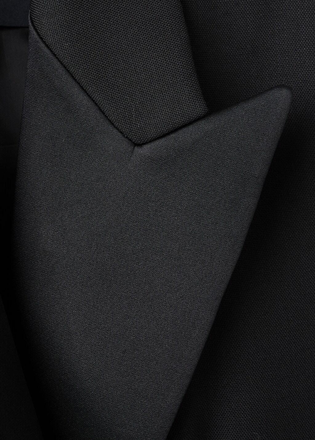 Black Wool-Blend Suit Jacket With Lapels, Black, large image number 5