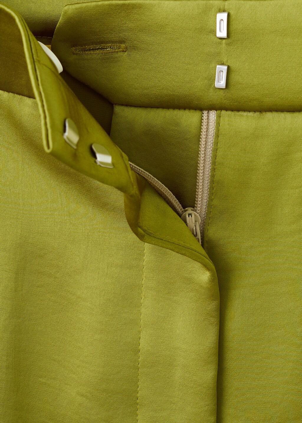 Yellow Satin Straight-Fit Trousers, Yellow, large image number 1