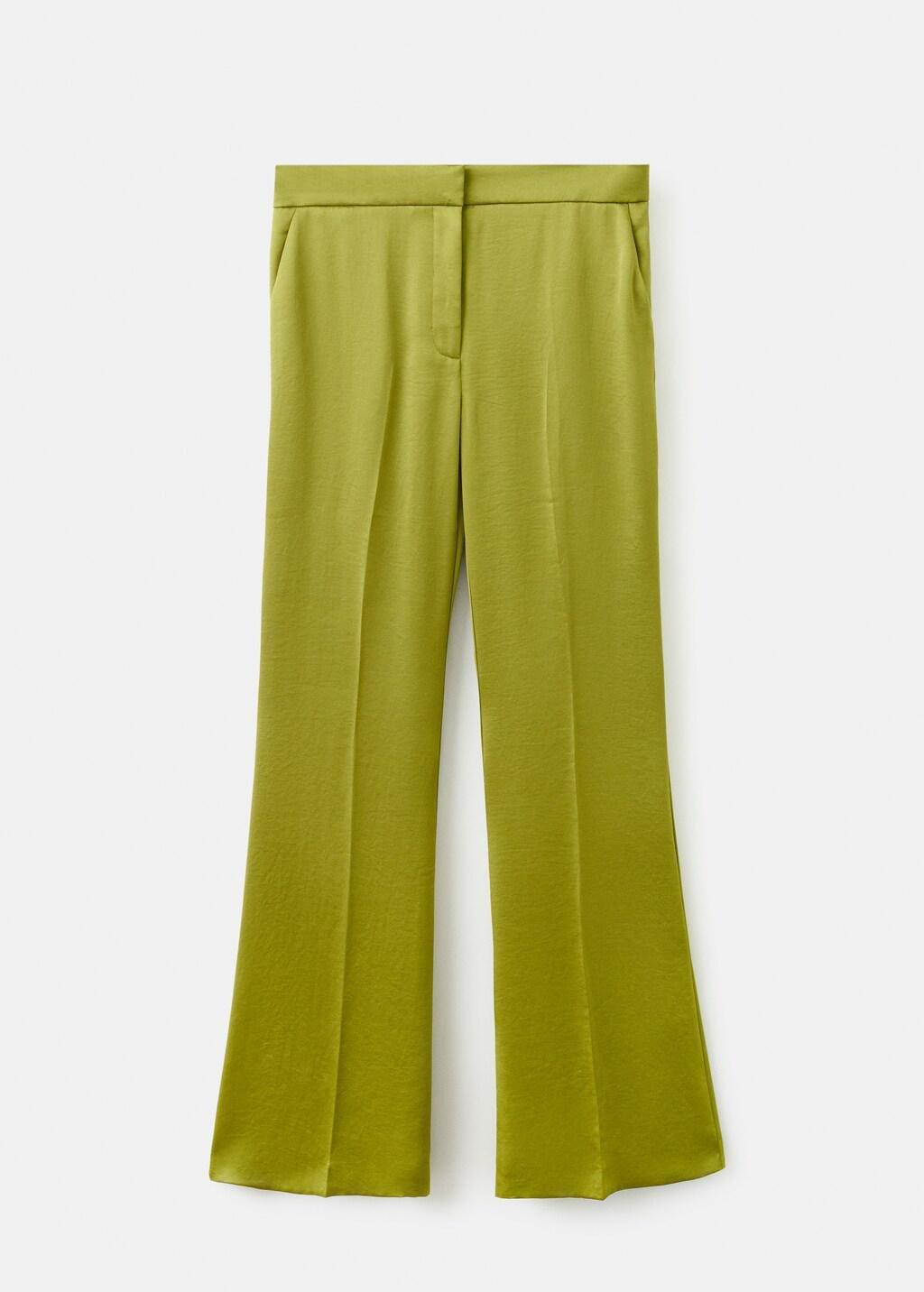 Yellow Satin Straight-Fit Trousers, Yellow, large image number 7