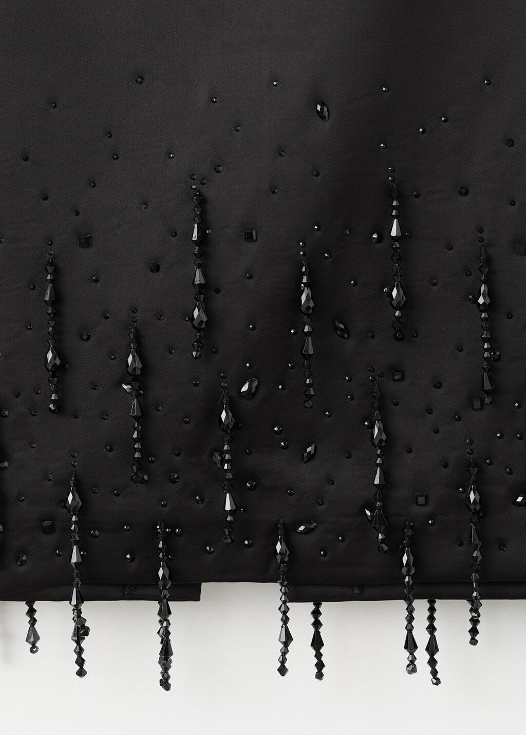 Black Midi-Skirt With Crystal Trim Hem, Black, medium