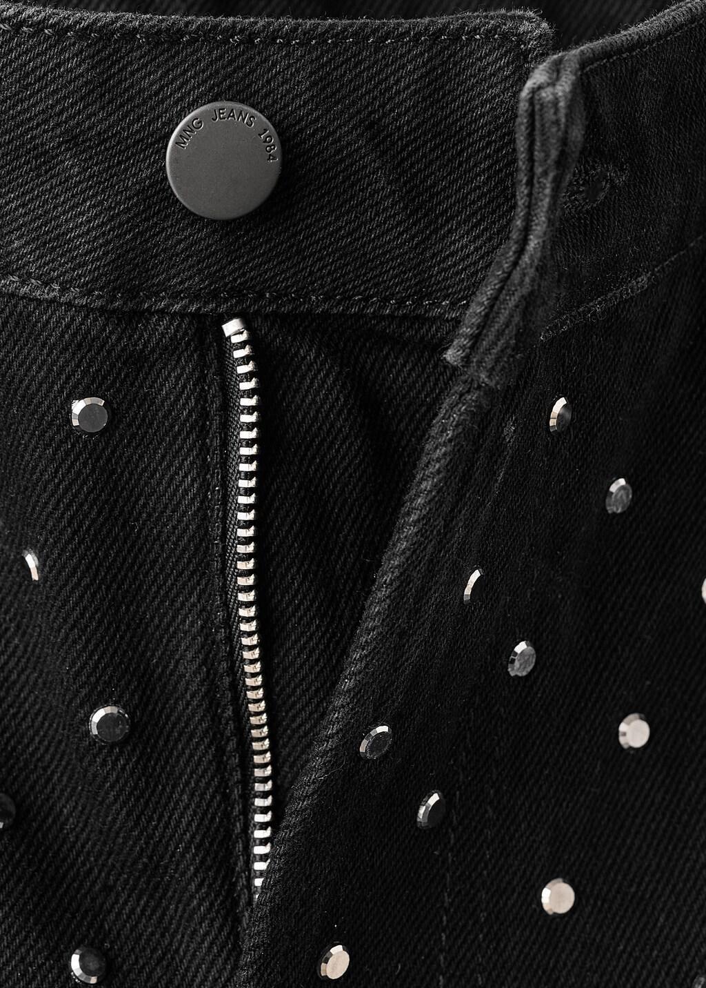 Grey Wide-Leg Jeans With Rhinestones, Open Grey, large image number 1