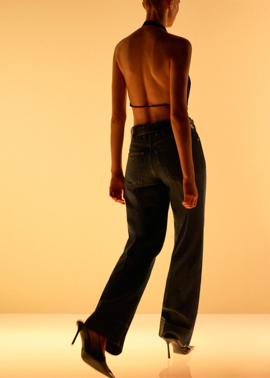 Blue Straight-Leg Jeans With Seam Stitching, Open Blue, large image number 2