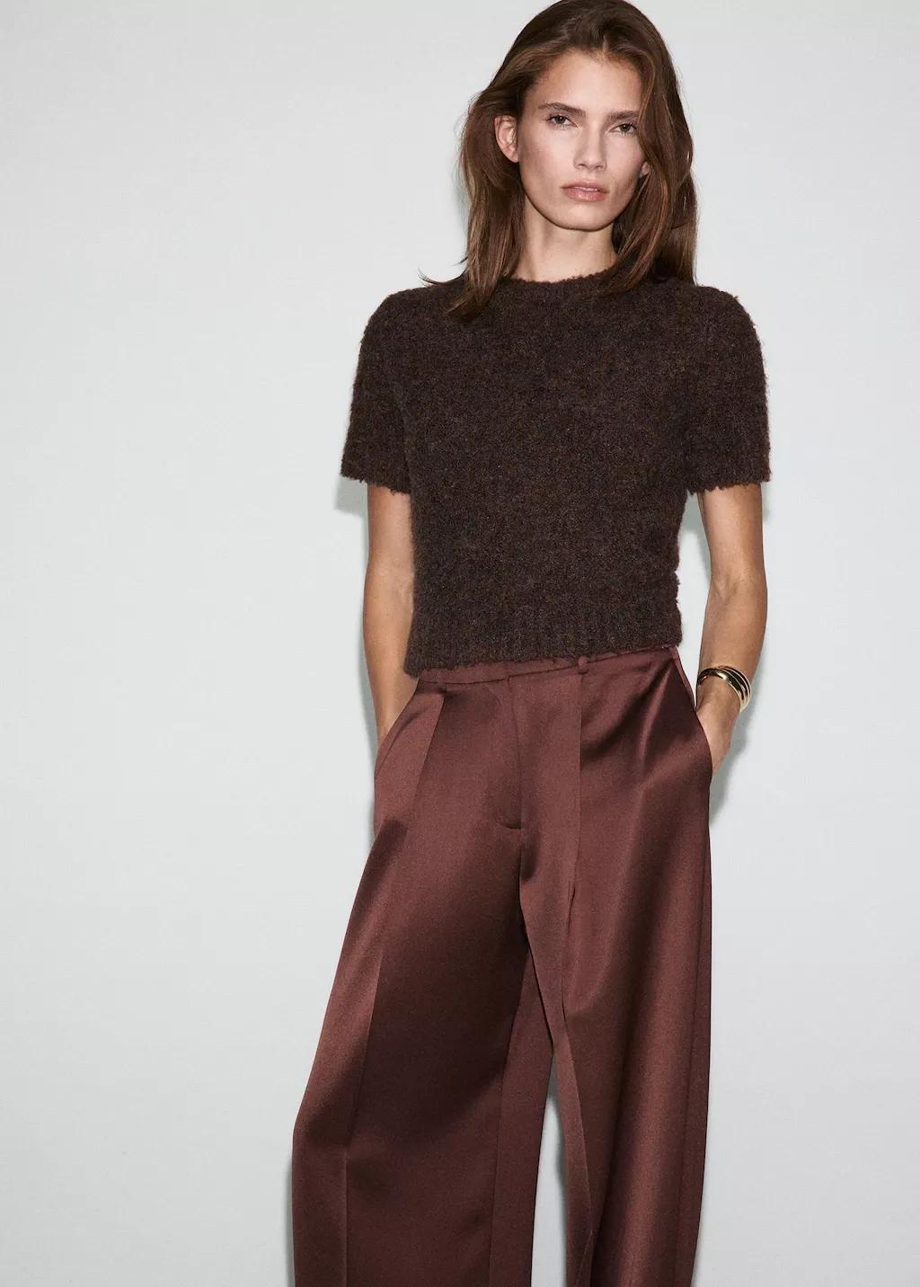 Brown Satin Suit Trousers, 0201_30, large image number 5