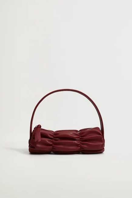 Dark Red Pleats Baguette Bag, Women, , large image number 0