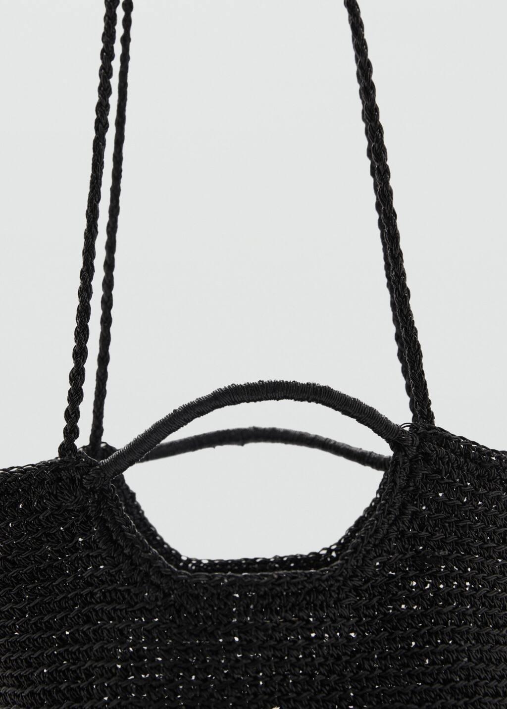 Black Mini Woven Crossbody Bag, Black, large image number 1