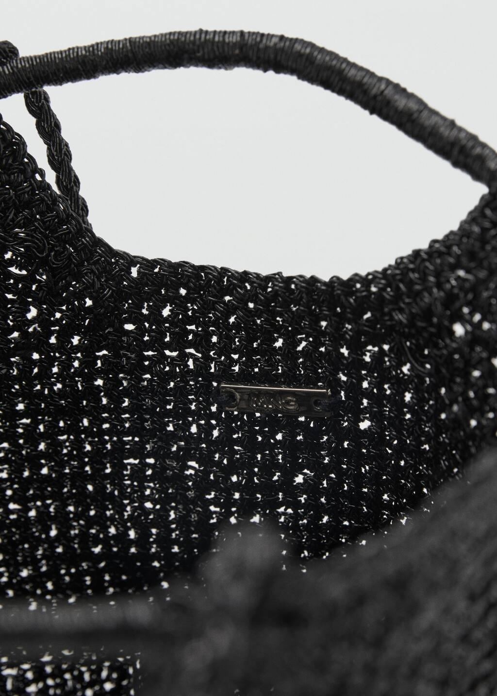 Black Mini Woven Crossbody Bag, Black, large image number 2