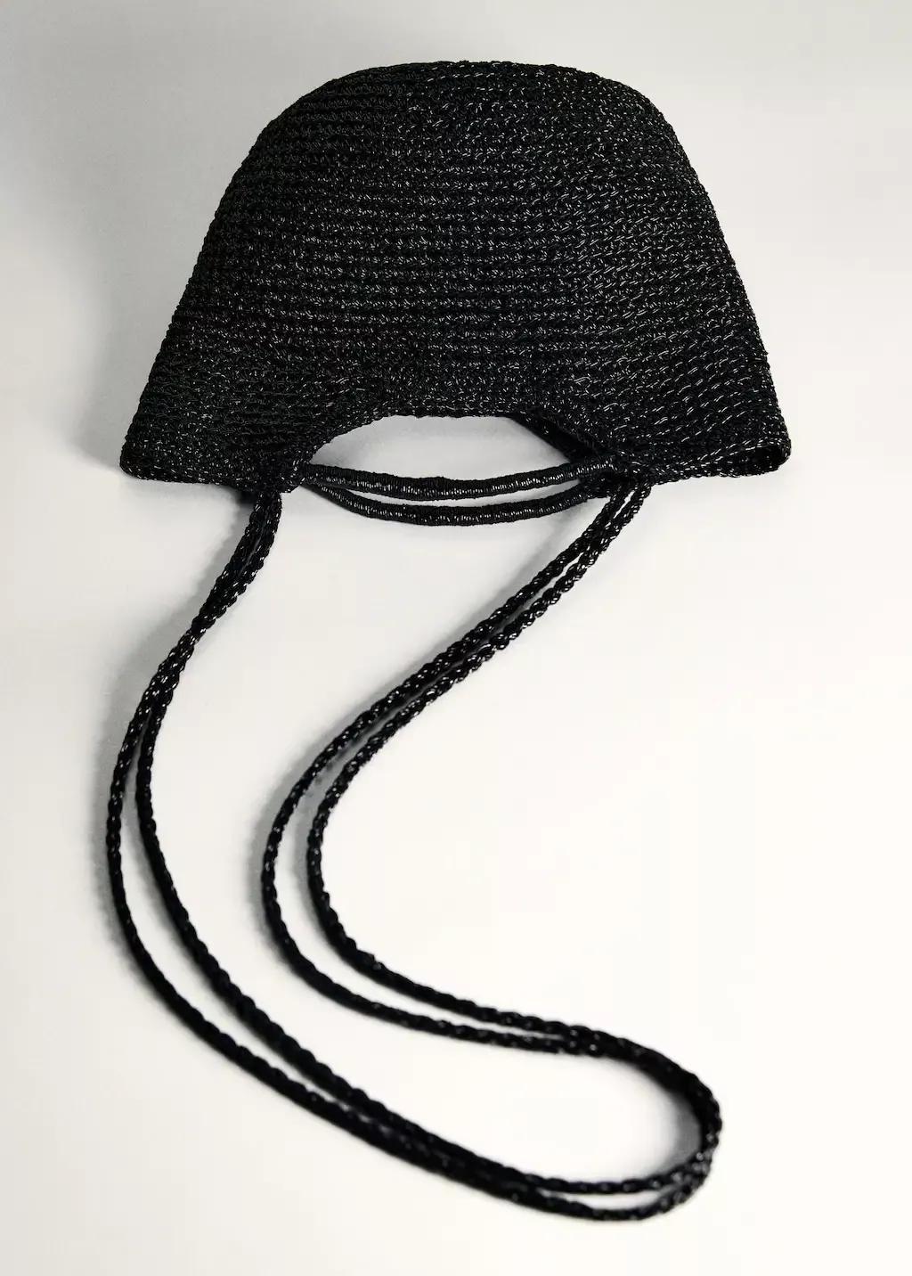 Black Mini Woven Crossbody Bag, Black, large image number 5