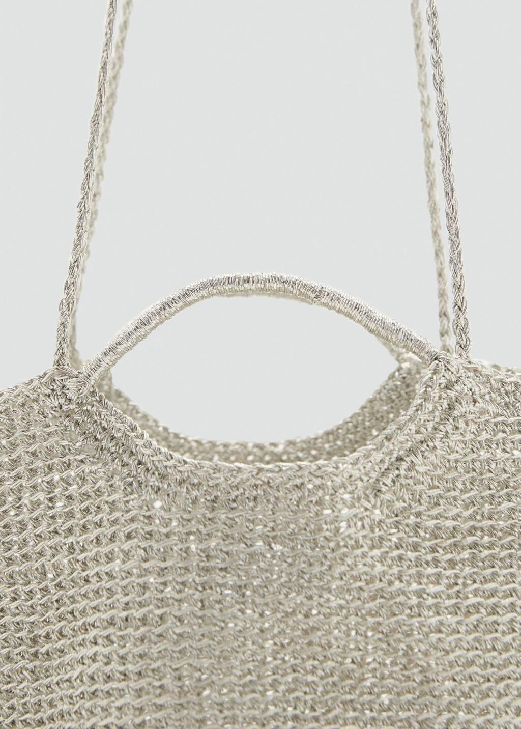 Silver Mini Woven Crossbody Bag, Silver, large image number 1