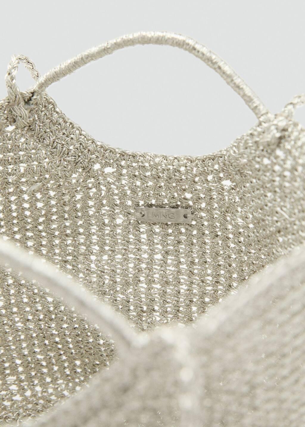 Silver Mini Woven Crossbody Bag, Silver, large image number 2