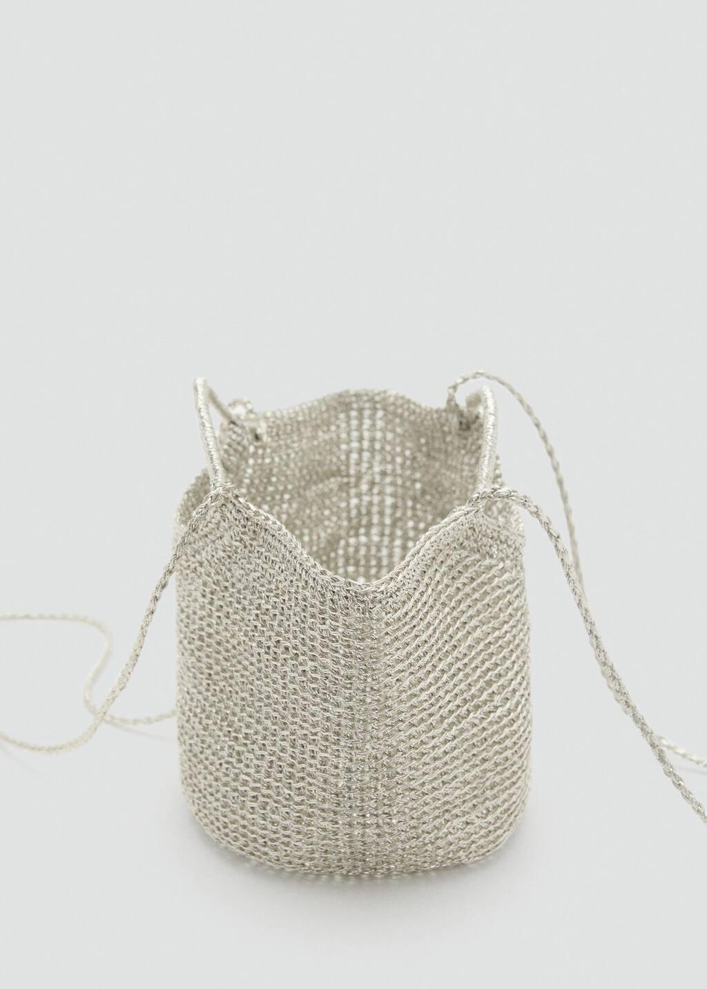 Silver Mini Woven Crossbody Bag, Silver, large image number 4