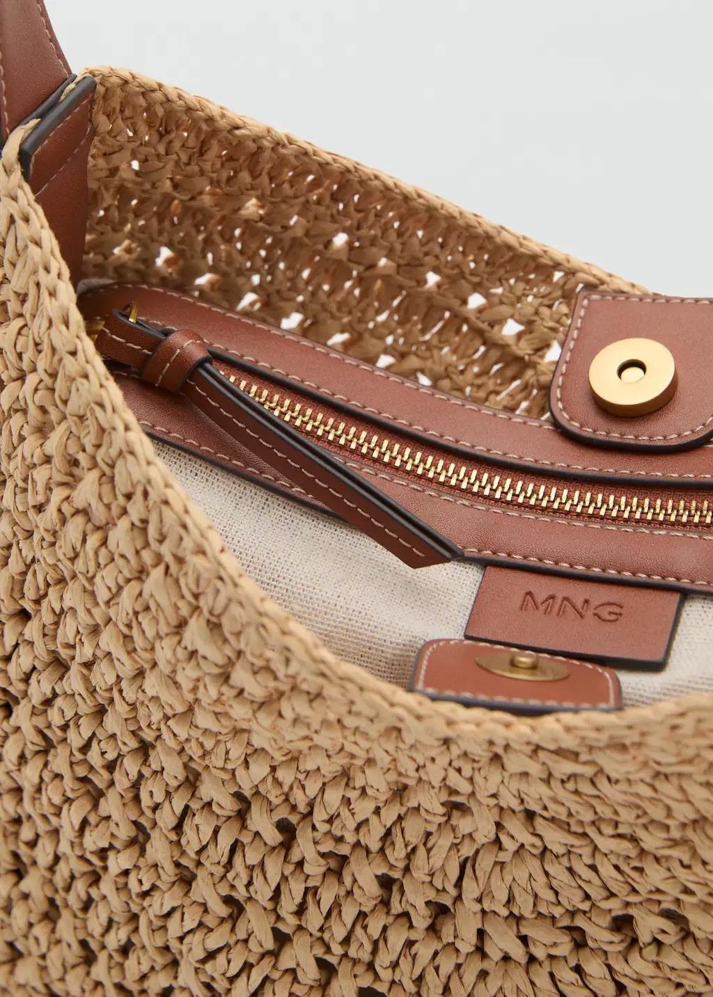 Brown Natural Fibre Shoulder Bag, Medium Brown, large image number 2