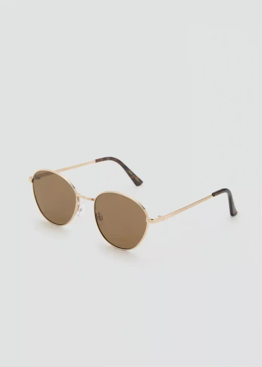 GOLD Round metal-frame sunglasses, Gold, medium