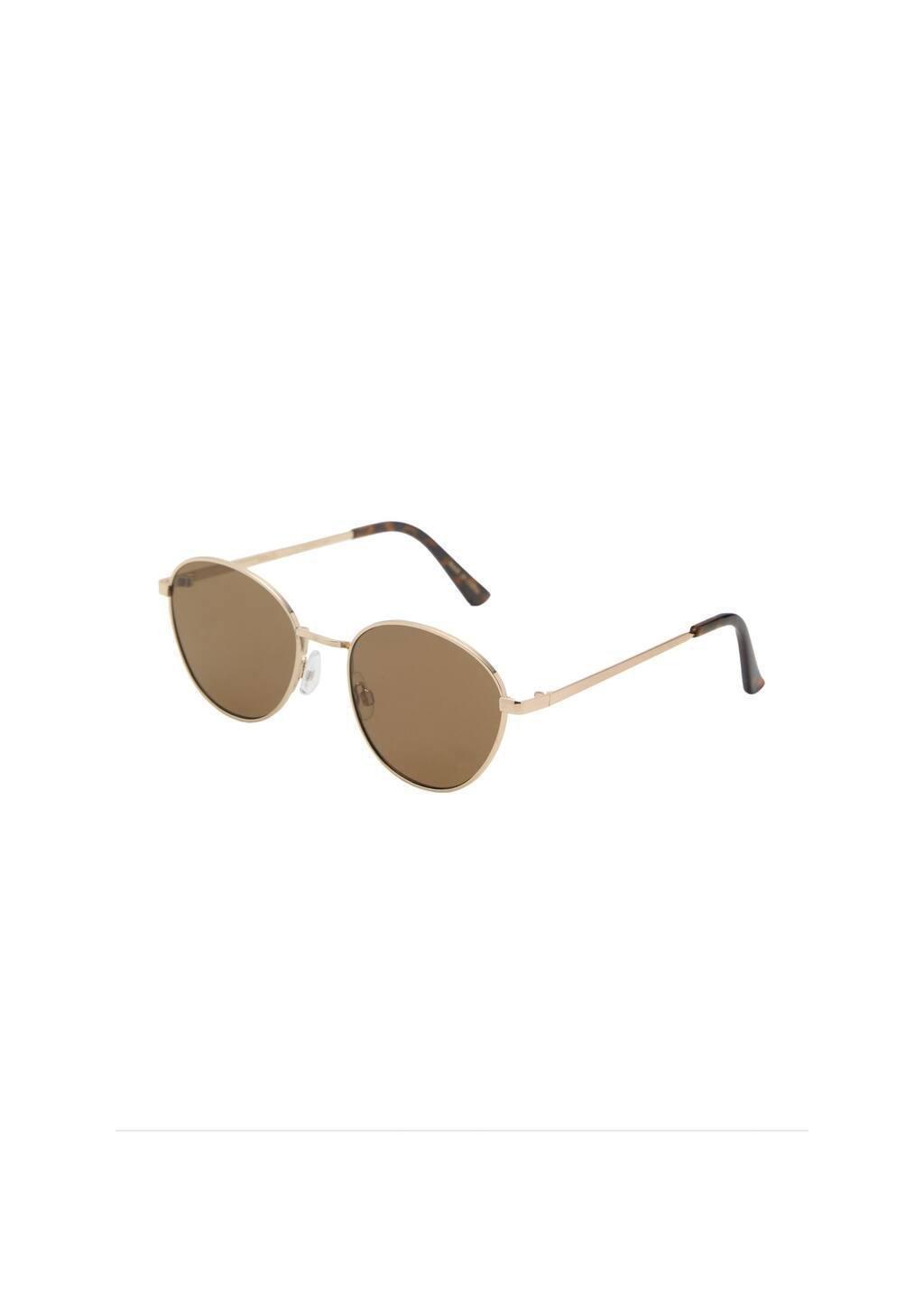GOLD Round metal-frame sunglasses, Gold, medium