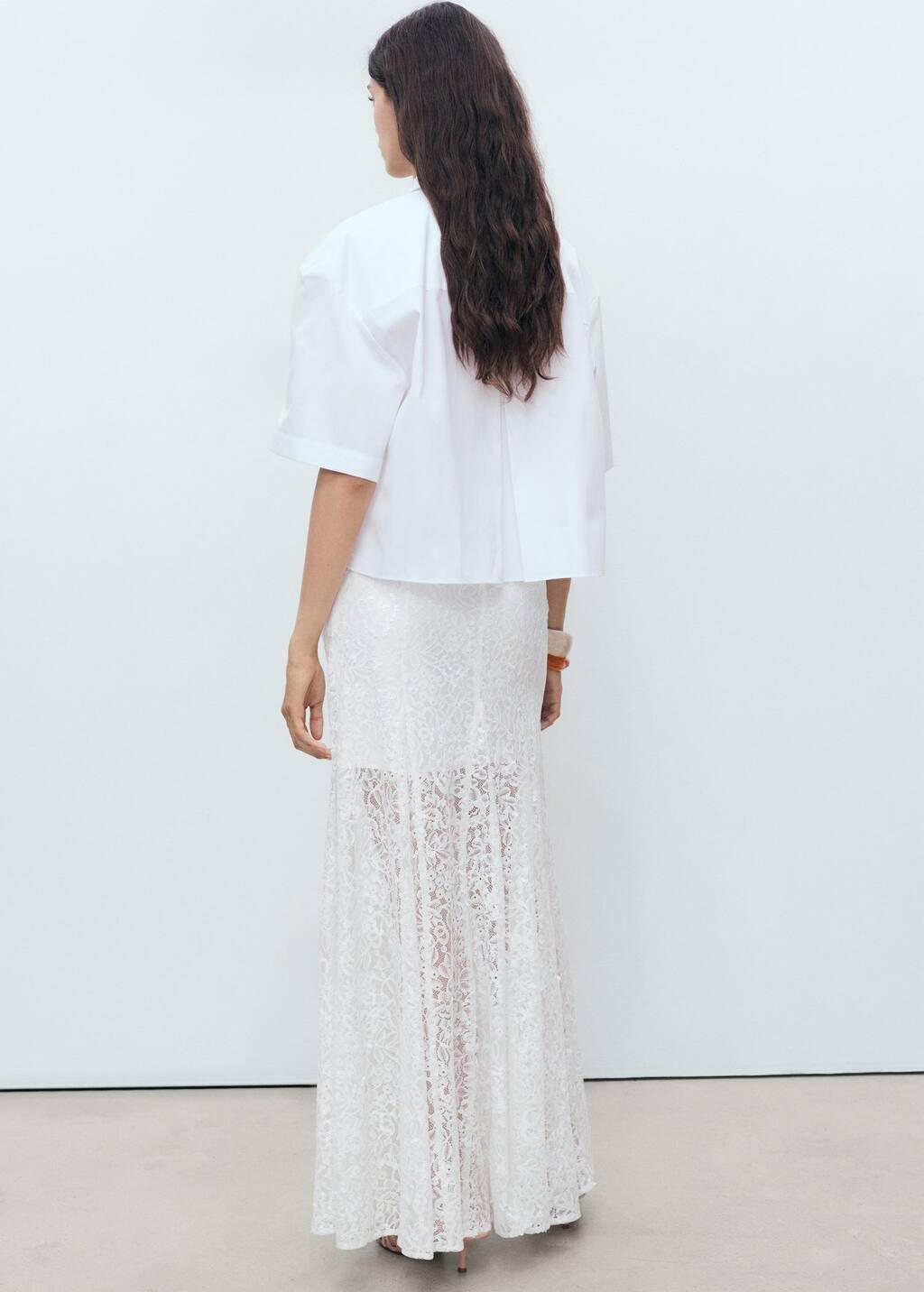 WHITE Long lace skirt, , large image number 4