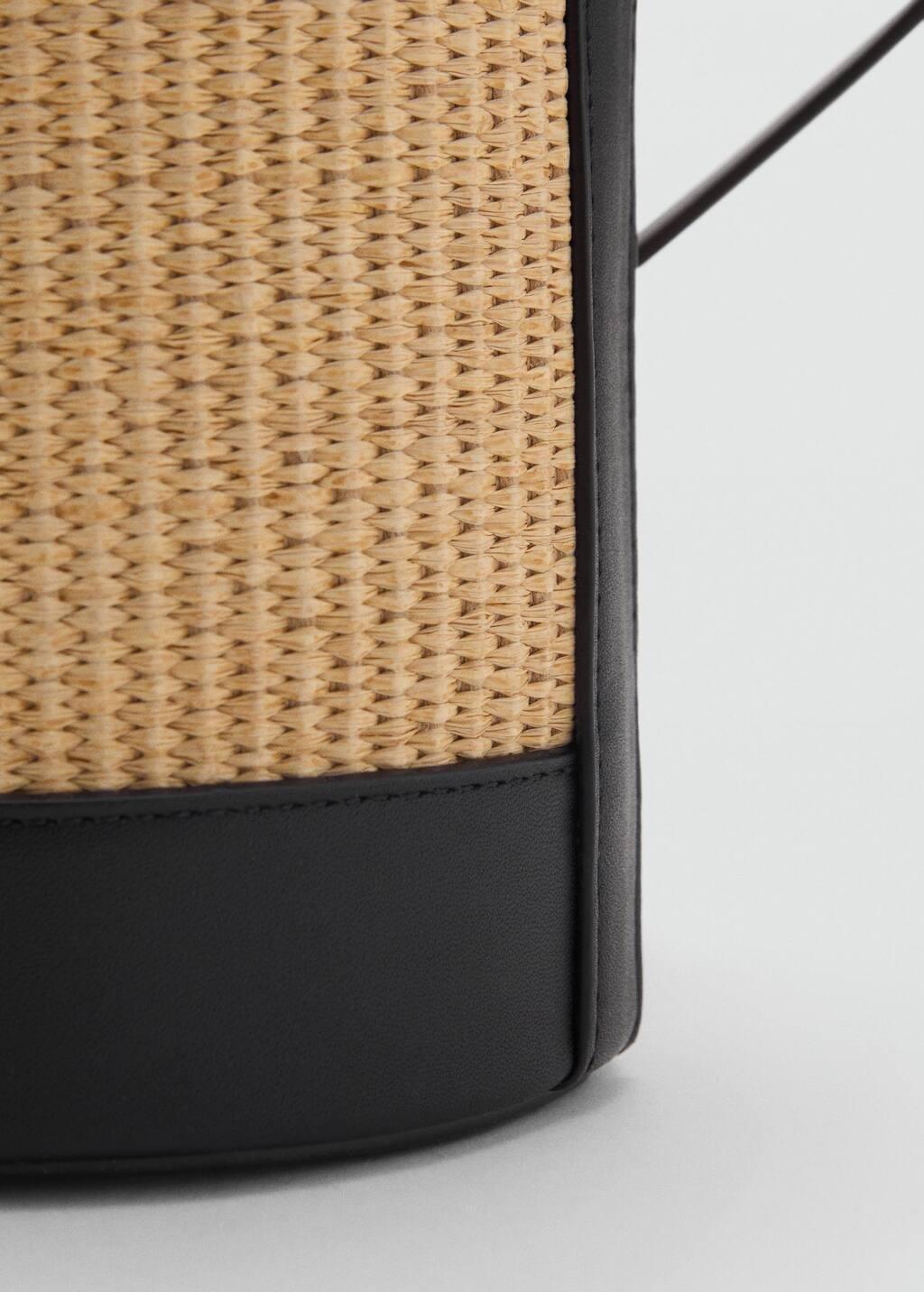 BLACK Medium raffia-effect bucket bag, Black, large image number 2