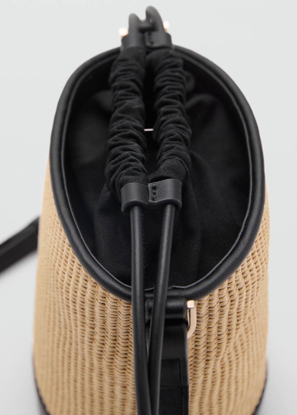 BLACK Small raffia bucket bag, Black, large image number 1