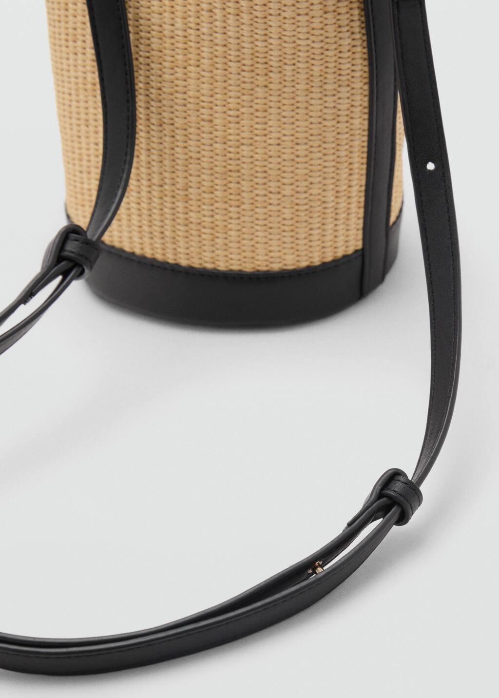 BLACK Small raffia bucket bag, Black, large image number 2