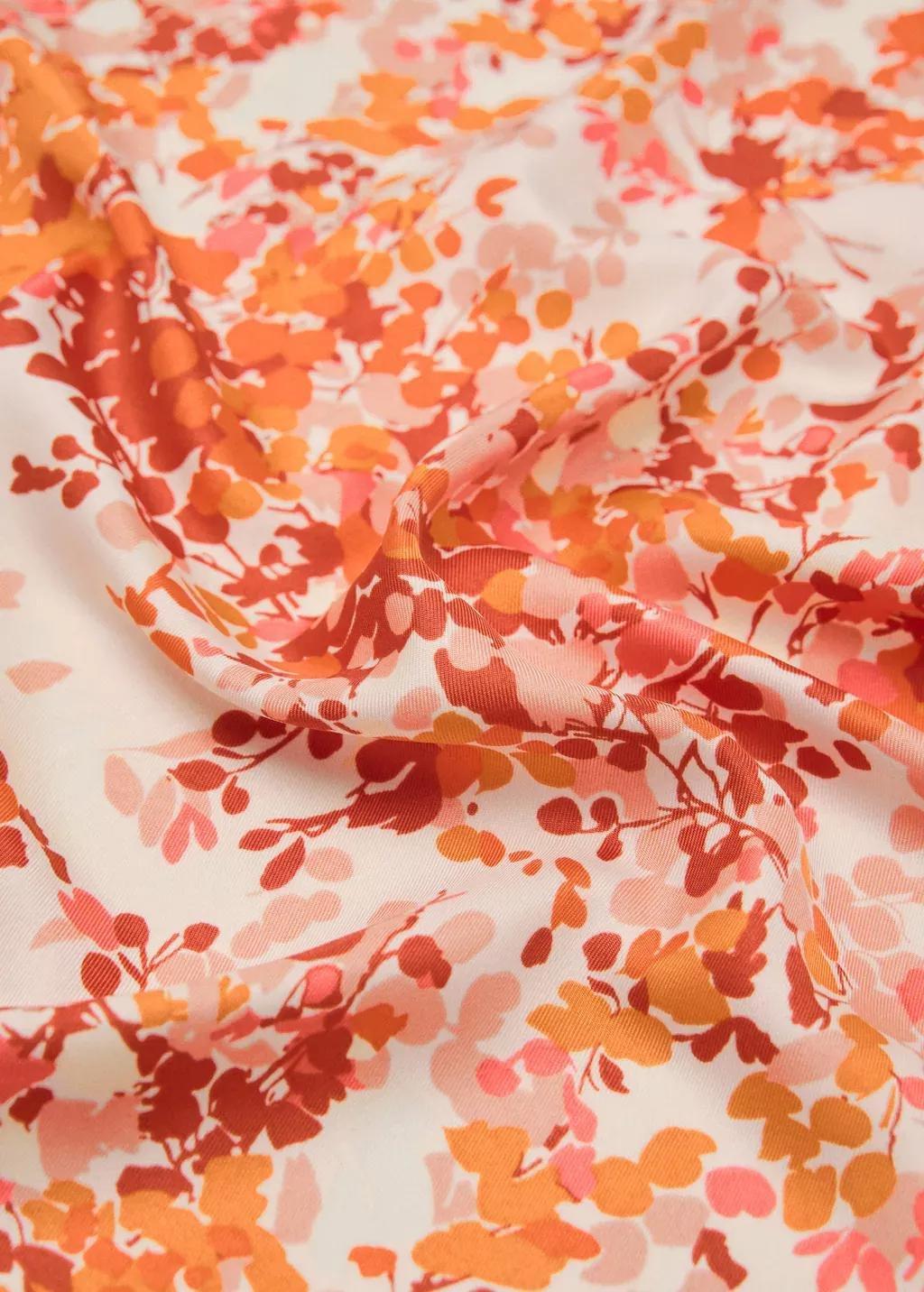 Orange Mini Flower-Print Scarf, Orange, large image number 0