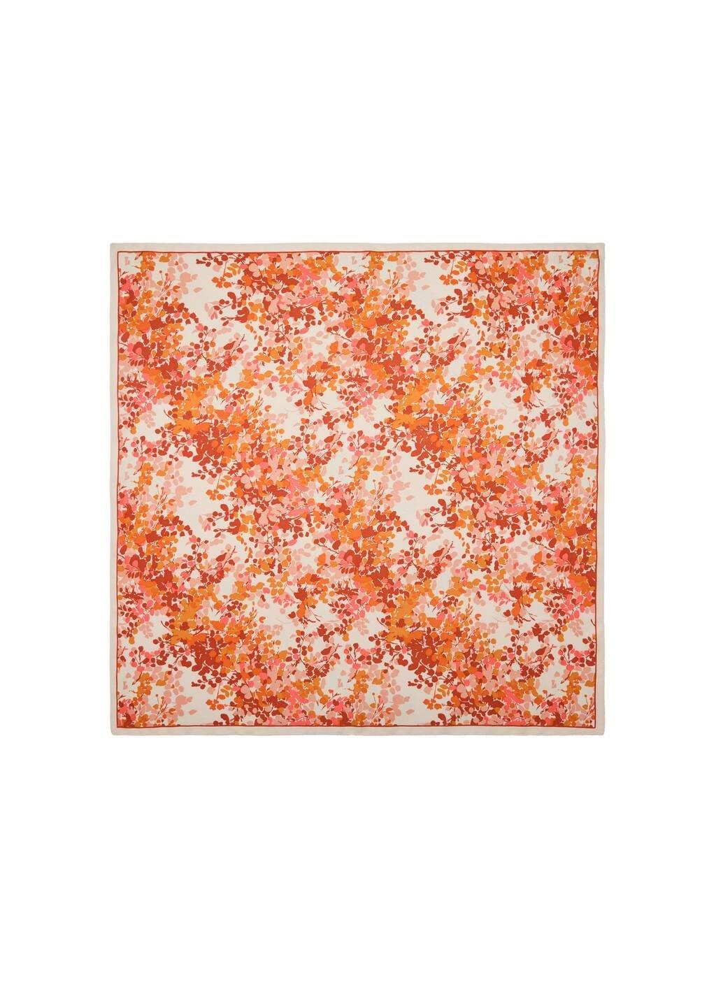 Orange Mini Flower-Print Scarf, Orange, large image number 3