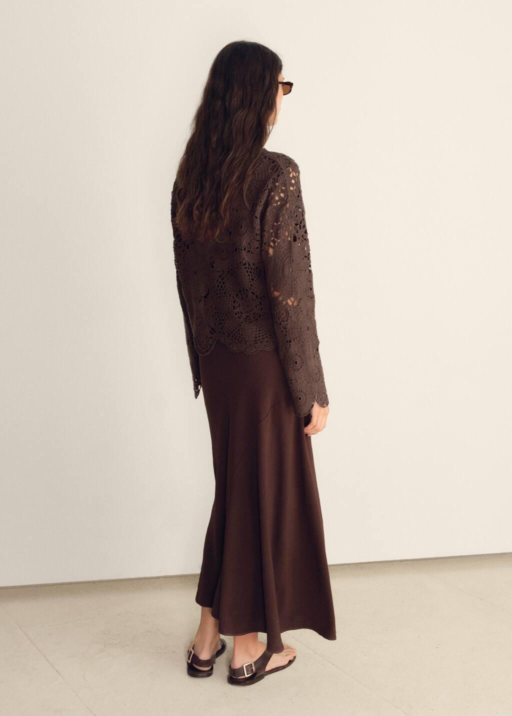 DARK BROWN Crochet sweater with flowers, , large image number 4
