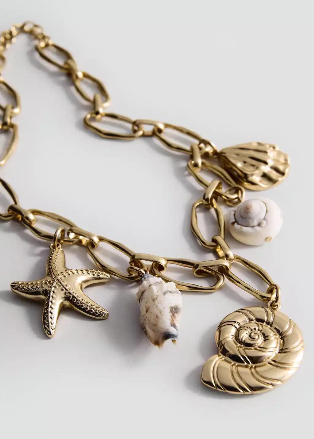 Gold Shells Bead Necklace, 0201_OR, large image number 0