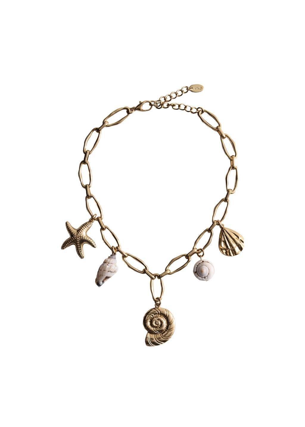 Gold Shells Bead Necklace, 0201_OR, large image number 1